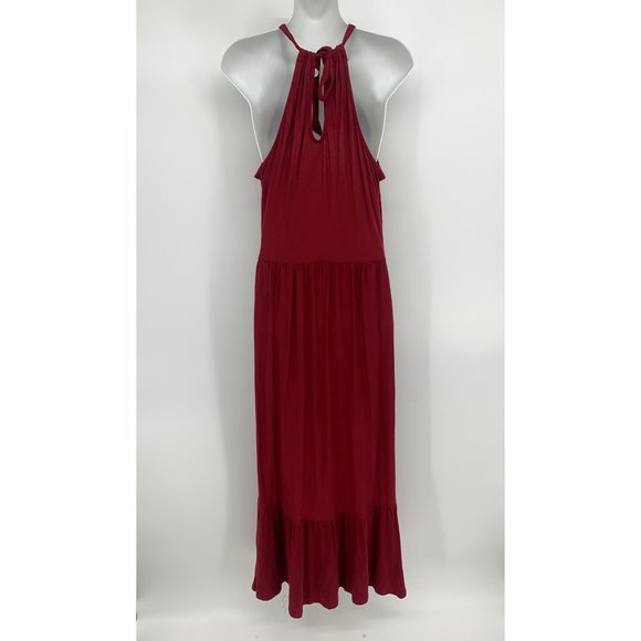 Caslon Tiered Halter Maxi Dress - Red Rhubarb NEW - Picture 8 of 8